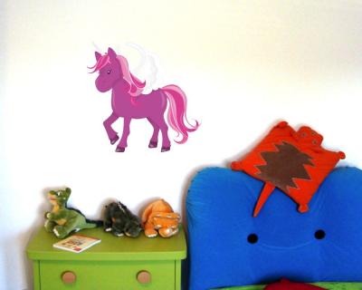Buntes Wandtattoo  Lila Einhorn 