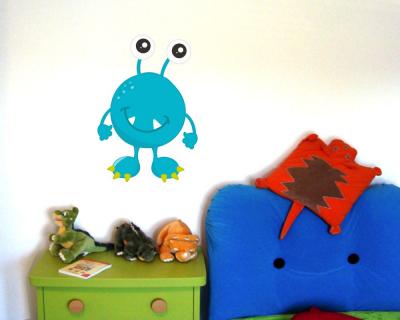 Buntes Wandtattoo  Trkises Monster 