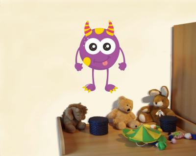 Buntes Wandtattoo  Lila Monster 