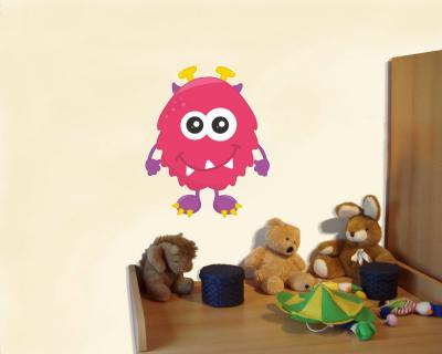 Buntes Wandtattoo  Pinkes Monster 