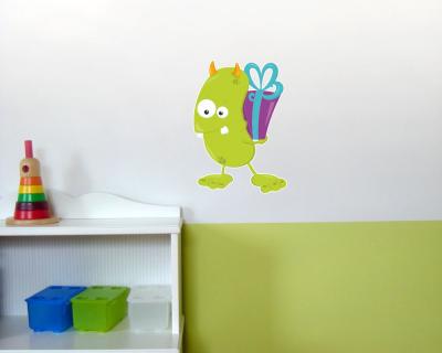 Buntes Wandtattoo  Grnes Geburtstagsmonster 