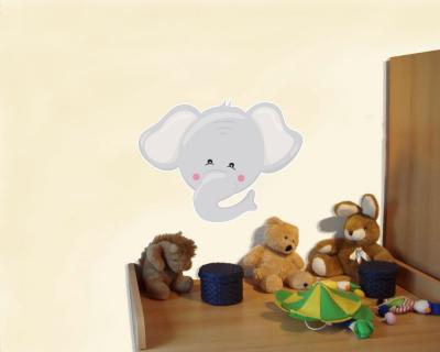 Buntes Wandtattoo  Tiergesicht Elefant 