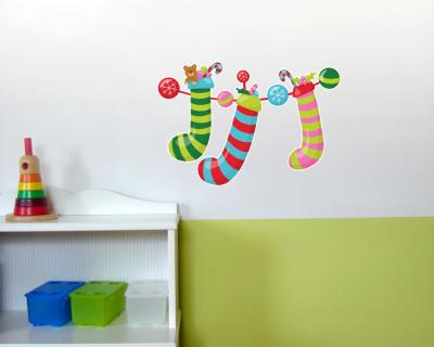 Buntes Wandtattoo  Weihnachtsdeko 