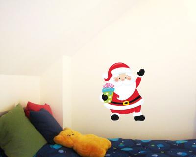 Buntes Wandtattoo  Weihnachtsmann 