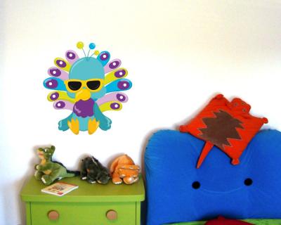 Buntes Wandtattoo  Cooler Paradiesvogel 