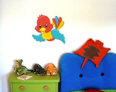 Buntes Wandtattoo  Fliegender Paradiesvogel 