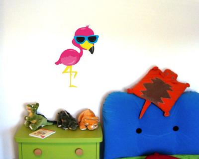 Buntes Wandtattoo  Flamingo 