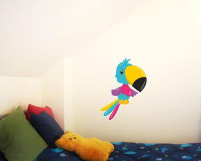 Buntes Wandtattoo  Exotischer Vogel 