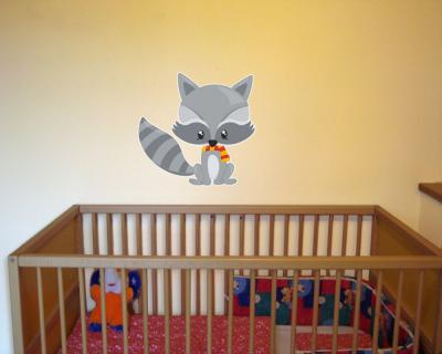 Buntes Wandtattoo  Baby Waschbr 