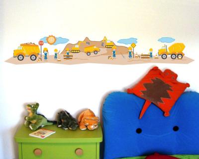 Buntes Wandtattoo  Baustelle 