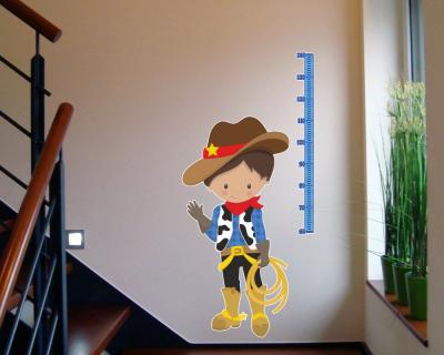 Buntes Wandtattoo  Messlatte Cowboy 