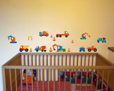 18-teiliges Baby Baustellen Fahrzeuge Set Wandtattoo - Ansicht 2