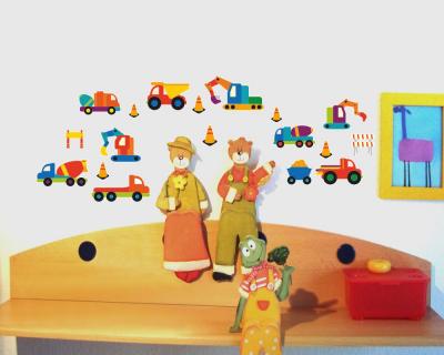 18-teiliges Baby Baustellen Fahrzeuge Set Wandtattoo - Ansicht 3