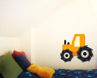 Buntes Wandtattoo  Baustellen Trecker 