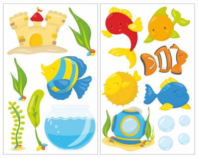 17-teiliges Se Aquarium Fische Set Wandtattoo