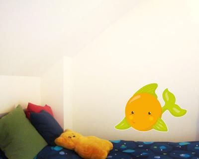 Buntes Wandtattoo  Gelber Fisch 