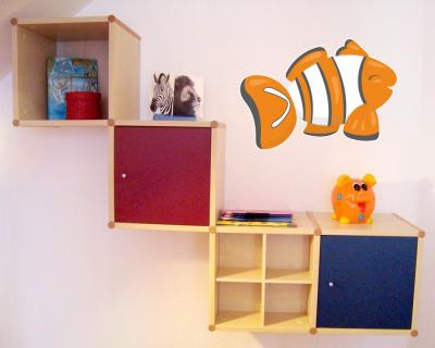 Buntes Wandtattoo  Knuffiger Clownfisch 