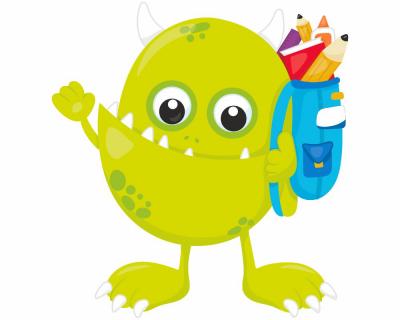 Monster mit Rucksack Aufkleber Aufkleber