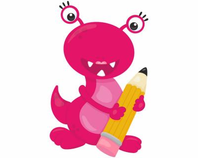 Monster mit Bleistift Aufkleber - Ansicht 1