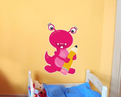 Buntes Wandtattoo  Monster mit Bleistift 