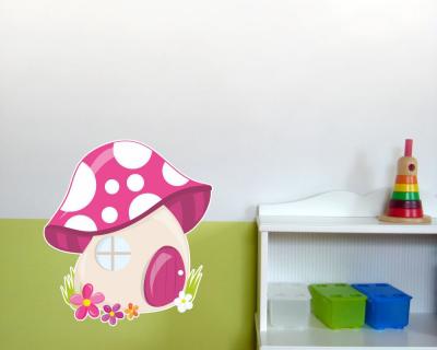 Buntes Wandtattoo  Pilzhaus 