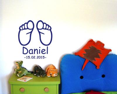 Wandtattoo Baby Fe mit Name und Geburtsdatum - Ansicht 2