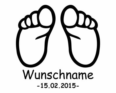 Wandtattoo Baby Fe mit Name und Geburtsdatum - Ansicht 1