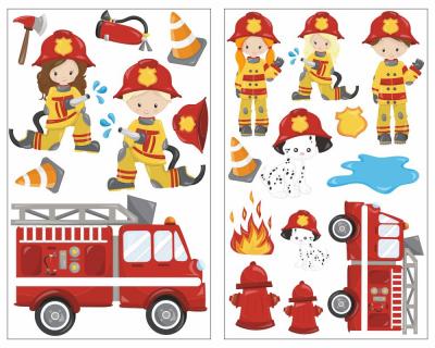 20-teiliges  Feuerwehr im Einsatz  Wandtattoo Set