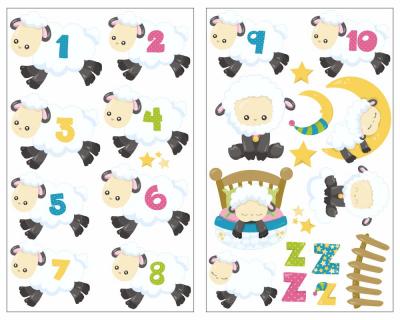 24-teiliges  Schafe zhlen  Wandtattoo Set