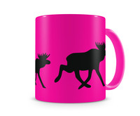 Tasse mit dem Motiv Elchkarawane Tasse Modellnummer  neon pink/schwarz