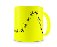 Tasse mit dem Motiv Ameisenstrasse Tasse Modellnummer  neon gelb/schwarz