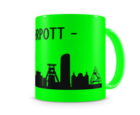 Tasse mit dem Motiv Ruhrpott Skyline Tasse Modellnummer  neon grn/schwarz