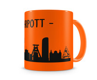 Tasse mit dem Motiv Ruhrpott Skyline Tasse Modellnummer  neon orange/schwarz