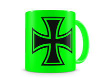 Tasse mit dem Motiv Eisernes Kreuz Tasse Modellnummer  neon grn/schwarz