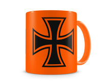 Tasse mit dem Motiv Eisernes Kreuz Tasse Modellnummer  neon orange/schwarz