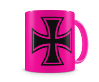 Tasse mit dem Motiv Eisernes Kreuz Tasse Modellnummer  neon pink/schwarz