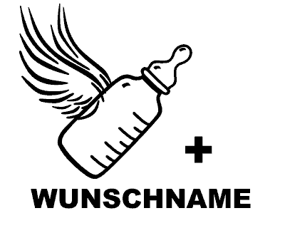 Aufkleber Nuckelflasche + Wunschname