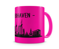 Tasse mit dem Motiv Bremerhaven Skyline Tasse Modellnummer  neon pink/schwarz