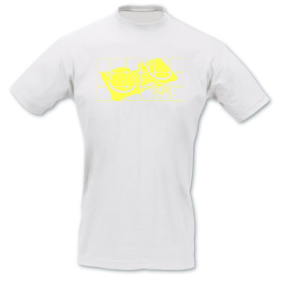 T-Shirt Turntables wei/neon gelb XL