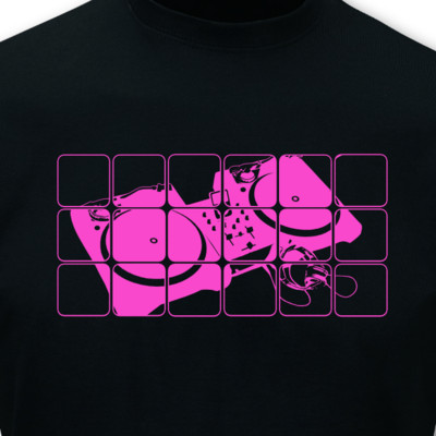 T-Shirt Turntables schwarz/neon pink M Sonderangebot