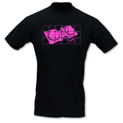 T-Shirt Turntables schwarz/neon pink M
