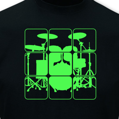 T-Shirt Schlagzeug schwarz/neongrün M Sonderangebot