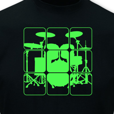 T-Shirt Schlagzeug schwarz/neongrn M Sonderangebot