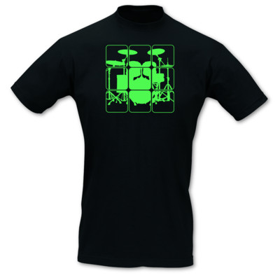 T-Shirt Schlagzeug schwarz/neongrün M