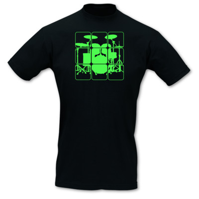 T-Shirt Schlagzeug schwarz/neongrn M
