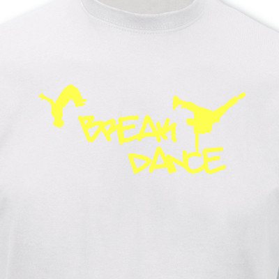T-Shirt Breakdance weiß/neon gelb L Sonderangebot