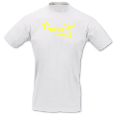 T-Shirt Breakdance wei/neon gelb L