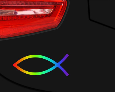 11 Aufkleber Set Christenfisch Regenbogen Fisch Gott Symbol ICHTHYS - Ansicht 2