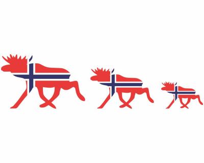 Elch Karawane in den Landesfarben Norwegens als Wandtattoo - Ansicht 1