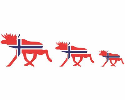 Elch Karawane in den Landesfarben Norwegens als Wandtattoo